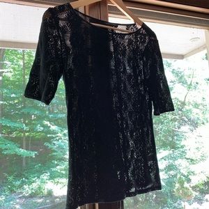 Banana Republic black lace sheer tee PS